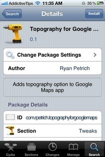 Topografija za Google Maps Cydia