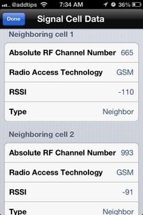 Cellule Neigboring iOS Signal 2