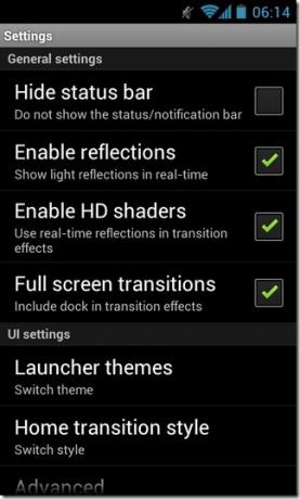 Ustawienia Vire-Launcher-Android