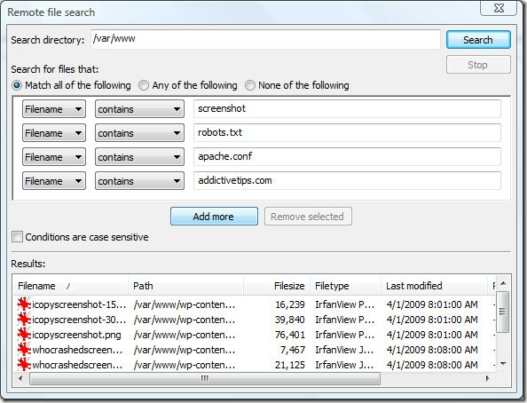 ricerca di più file in directory remote
