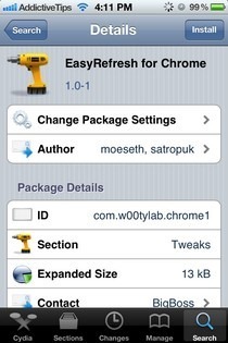 EasyRefresh para Chrome Cydia