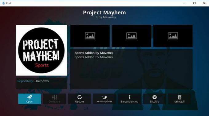 Parim Kodi Sports Addon 7 -projekti Mayhem