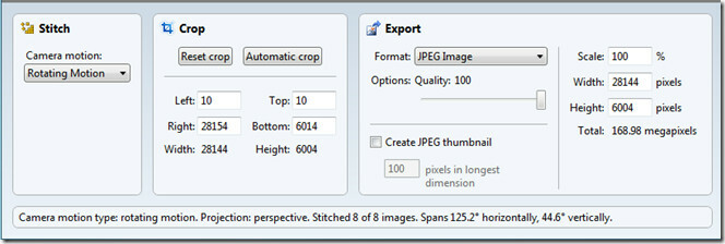Microsoft Image Composite Editor beállítások