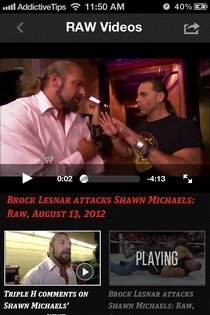 WWE iOS videozapisi