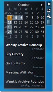 Windows Live Calendar Gadget