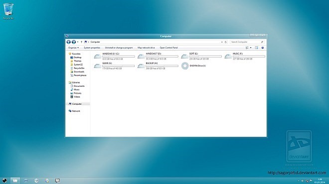 موضوع الزجاج الناعم 8 لنظام التشغيل Windows 8.1