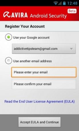 Avira-Android-rekisteri