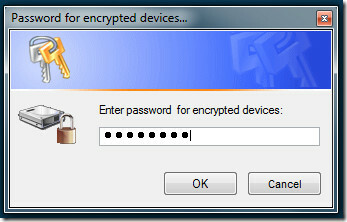 Finestra di dialogo della password TrueCrypt