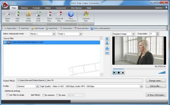 VSDC bezmaksas video pārveidotājs