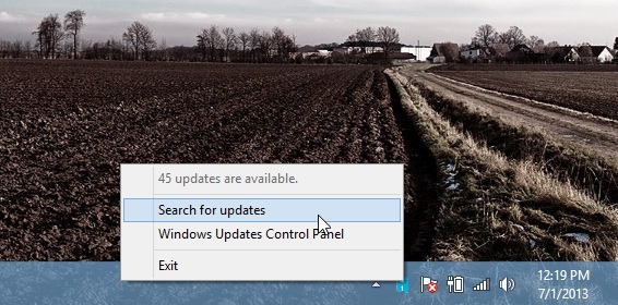 Notificatorul de actualizare Windows 8