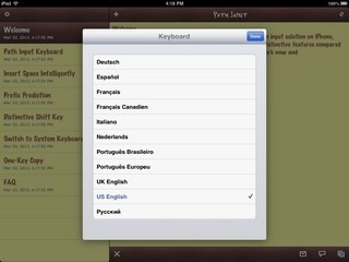Idiomas de iPad de entrada de ruta