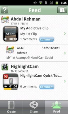 HighlightCam-социален-Android-ЗИ-Feed