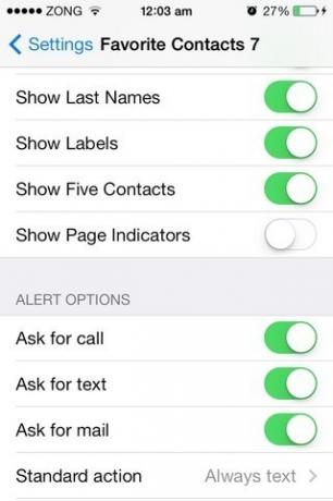 Ulubione kontakty 7 Ustawienia iOS