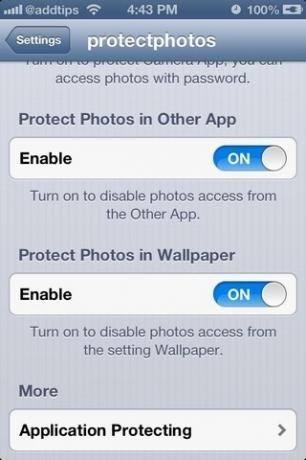 Menú Proteger fotos iOS