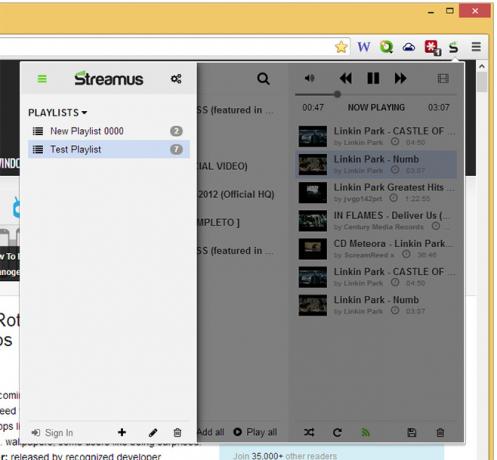 Streamus-YouTube-mūzikas atskaņotājs-for Chrome