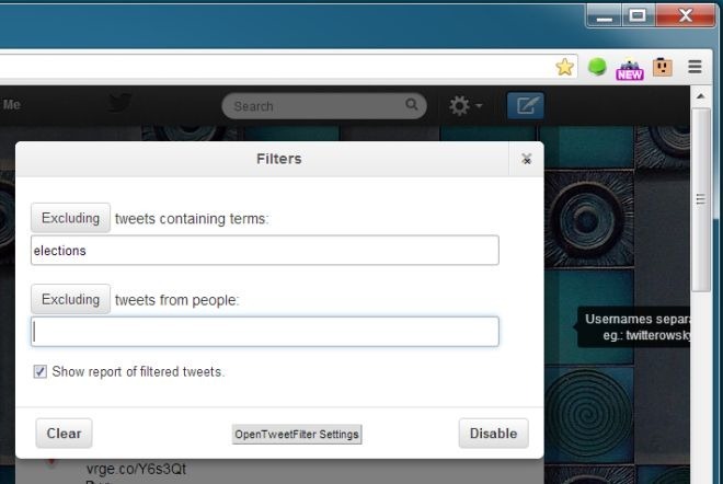 Odprite Tweet Filter