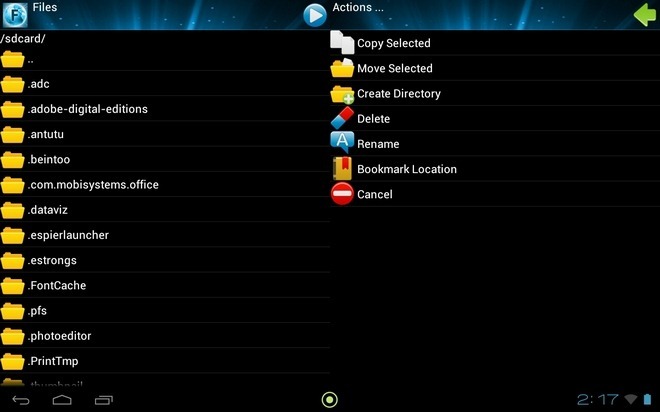 File-Manager-ES-Android-Akcije