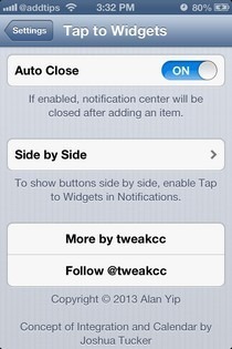 Dodirnite Postavke widgeta za iOS
