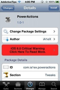 PowerActions iOS Cydia