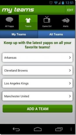SportsYapper-Android-команды