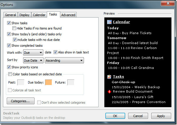Tareas de Outlook 2010 Desktop DeskTask