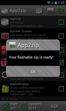 Úspěch aplikace App2zip-Android
