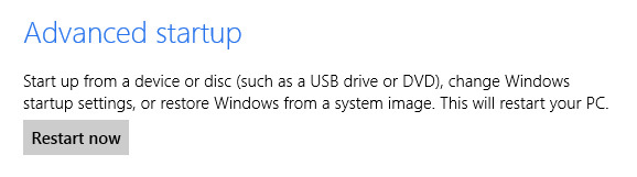 بدء التشغيل المتقدم - Windows-8