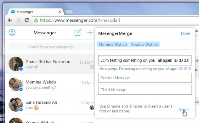 Messenger Unisci messaggio