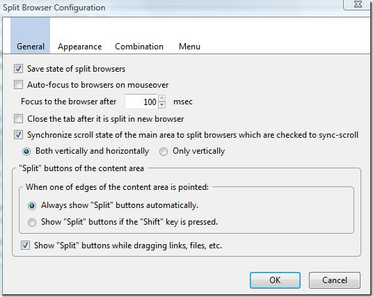 Split browser configuratie