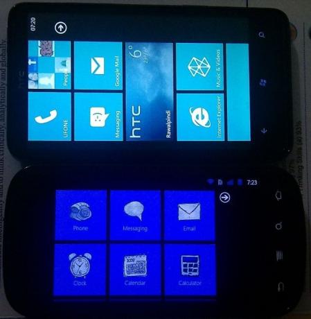 WP7 Launcher Android-sammenligning