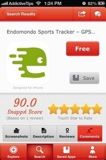 Page de l'application Snappn iOS