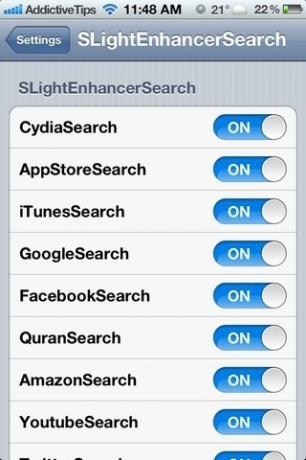 SLEEnhancerSearch Cydia सेटिंग्स
