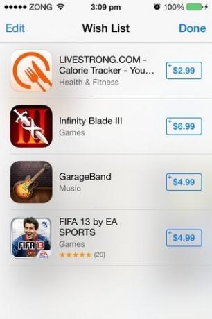 iOS 7 Lista želja App Store