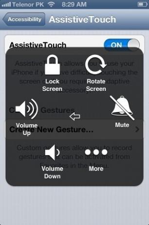 Pieejamība AssistiveTouch ierīce iPhone iOS 6