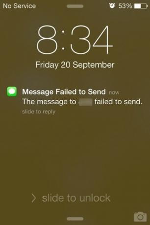 Hälytys viestissä epäonnistui iOS 7