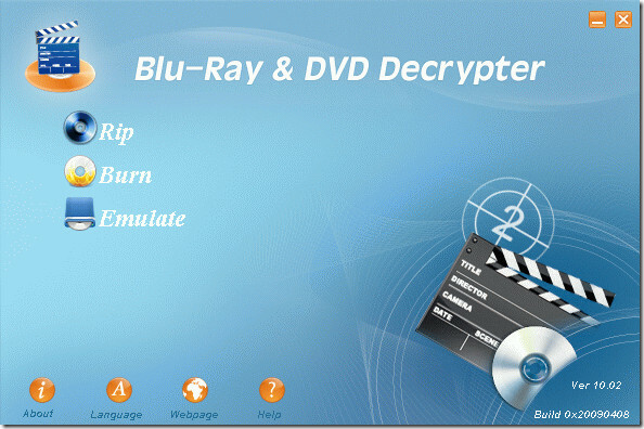 A Blu-ray DVD-dekódoló fő képernyőképe