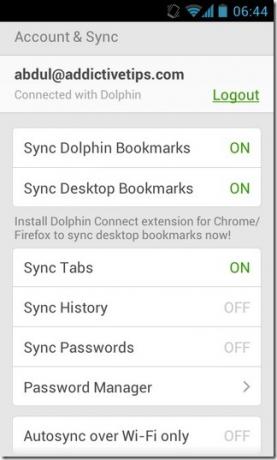 Dolphin pregledniku Android IOS Update-Jan-18-Sync Postavke
