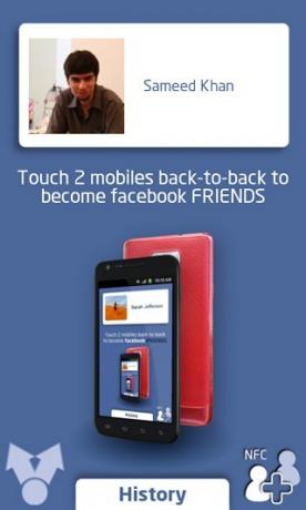 Pievienojiet draugam, kas paredzēts Android, [Facebook-NFC]