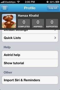 ملف Astrid iOS الشخصي