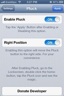 Pluck iOS Menu