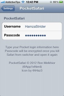 Configuración de PocketSafari