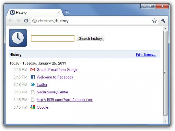 Historia - Google Chrome