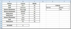 Excel 2010: funzione DCOUNT