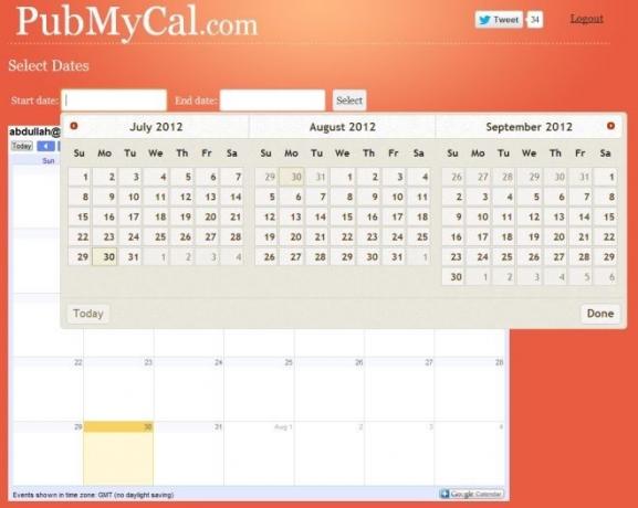 PubMyCal - Accesso al calendario