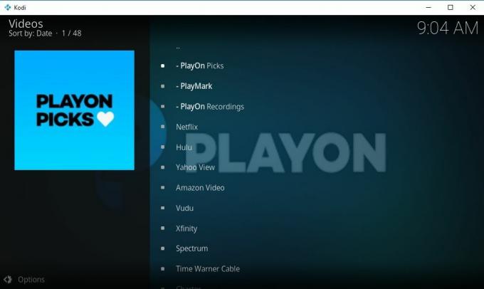 PlayOn Preglednik Kodi Add-on 10 - glavna stranica PlayOn