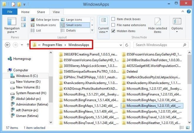 Folder WindowsApps