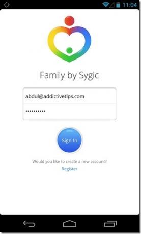 Přihlášení pomocí aplikace Family-by-Sygic-Android