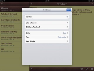Impostazioni iPad di input percorso