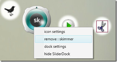rimuovere l'icona del programma da sliderdock