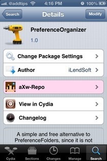 PreferenceOrganizer iOS Cydua